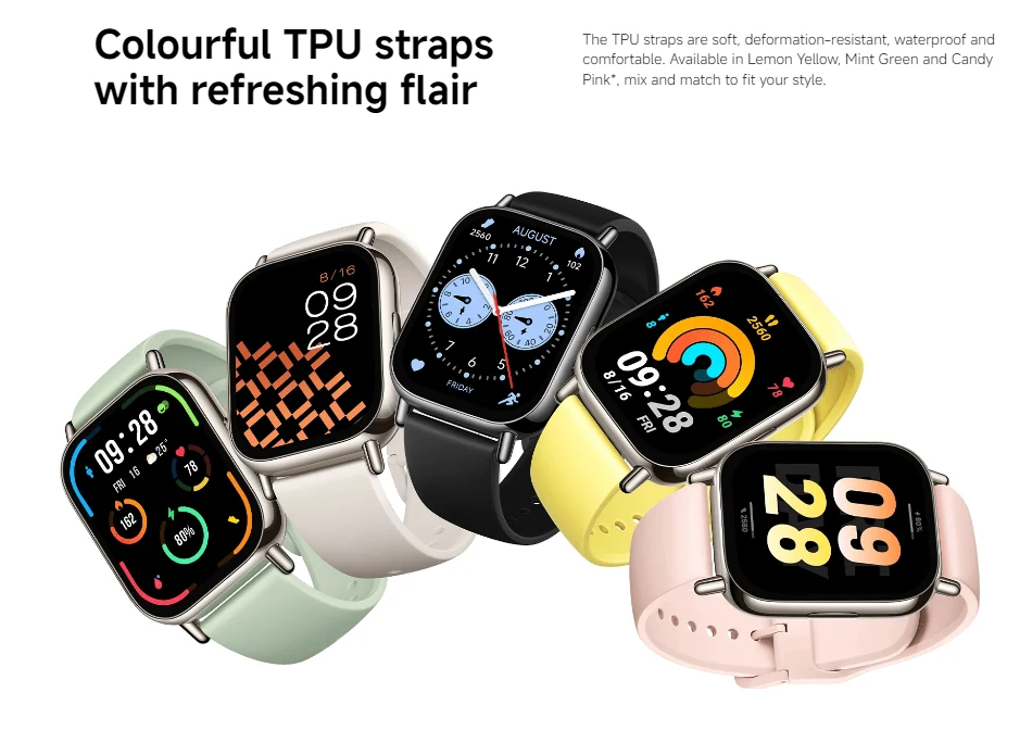 Global Version Redmi Watch 5 Lite 1.96'' AMOLED display 18-Day Battery life Built-in GNSS 5ATM Bluetooth® calling