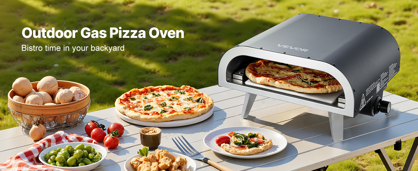 SucceBuy 12 Inch Propane Outdoor Pizza Oven Gas Pizza Maker Portable Pizza-Cooker with Thickened Pizza-Stone for Backyard Patio